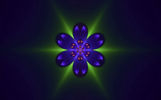 Blue flower green center fractal - a green center free wallpaper