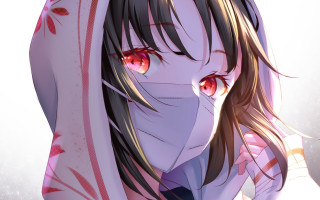 Serious girl redeyes headtie anime - serious free wallpaper for desktop