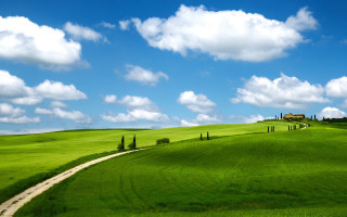Green field dirt road house - correggio free wallpaper