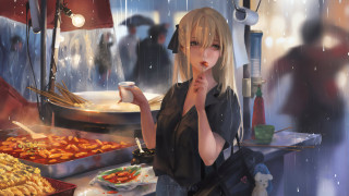 Woman cup food rain fried - fried free wallpaper