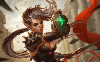 Woman sword green light fantasy - a fantasy setting free wallpaper