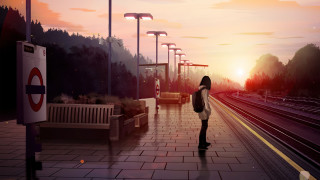 Woman train platform sunset dusk - sunset free wallpaper