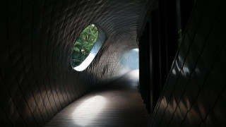 Tunnel light end abstract sculpture - the end of it free wallpaper