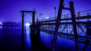Pier purple sky light building - a purple sky above free wallpaper
