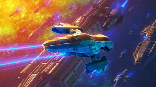 Futuristic space ship colorful sky - a colorful sky free wallpaper