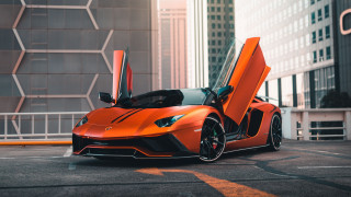 Orange sports car doors open 2 - nice free wallpaper