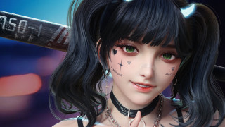 Woman baseballbat necklace choker tattoos - stanley artgerm lau free wallpaper