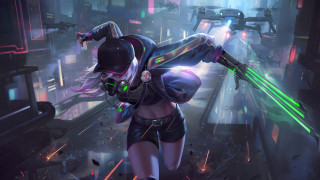 Futuristic city neon girl cyberpunk - futurism free wallpaper