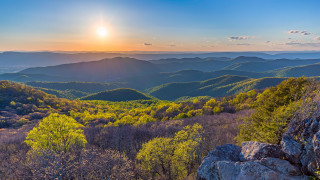 Mountain sunset lake cityscape forest - tree and shrubs free wallpaper