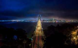 City night bridge water starry - night free wallpaper for desktop