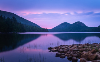 Lake mountain dusk purple sky - dusk free wallpaper