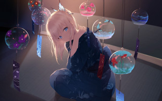 Girl bubbles fish anime yoshida - a bunch of bubbles free wallpaper