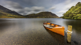 Lake mountains cloudy sky arts - cloudy free wallpaper