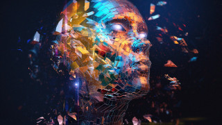 Digital portrait colored shapes cyberpunk - analytical art free wallpaper