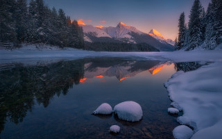 Mountain reflection sunset lake autumn - derold page free wallpaper
