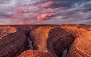 River canyon cloudy sunset purple - a river below free wallpaper