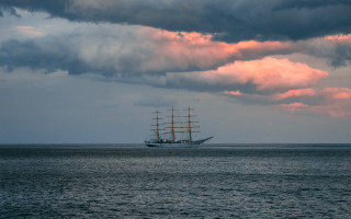 Large boat water cloudy sky 2 - cinematic photography free wallpaper