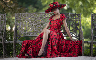Woman red dress hat park - chinwe chukwuogoroy free wallpaper