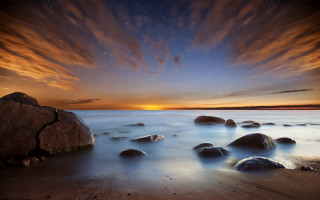 Beach rocks starry night mystical - mystical free wallpaper