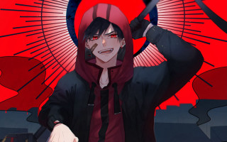 Red hoodie bandaid yandere solo - a red umbrella free wallpaper