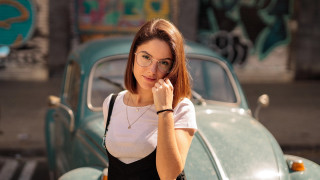 Woman glasses car cellphone bokeh - a hand free wallpaper