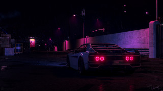 Retro futuristic car night cityscape - low free wallpaper