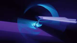 Blue purple abstract curved sword - deconstructivism free wallpaper