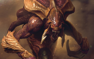 Monster glowing sharp scales spikes - a huge body free wallpaper