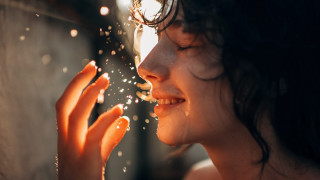 Woman blowing bubbles sunny outdoor - outside free wallpaper