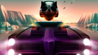 Car cat desert rocks sky - a desert area free wallpaper