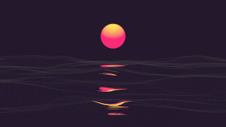 Sunset waves orange sun synthwave - a sunset over a body of water free wallpaper