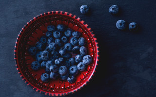 Red bowl blueberries scissors stilllife - blueberry free wallpaper