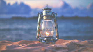 Lantern sand water clouds beach 2 - radiant free wallpaper