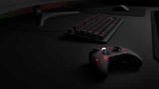 Black desk red black keyboard - filip hodas free wallpaper