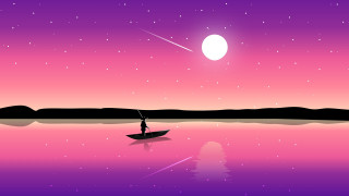 Moon boat night water astronaut - esao free wallpaper