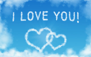 Sky clouds two hearts i - free love wallpaper