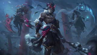 Horned man sword glowing eyes - other man free wallpaper