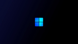 Blue window black background blue - minimalist free wallpaper