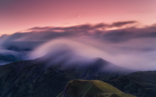 Mountain cloud plane misty sky - mist free wallpaper