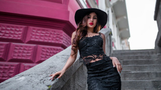 Black dress hat stairs fashion - art deco free wallpaper