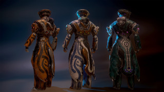 Futuristic men sky background afrofuturism - warframe armor free wallpaper