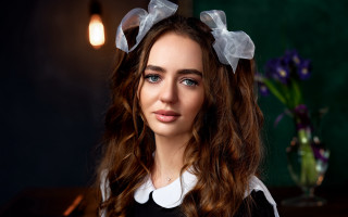 Elina karimova bow long hair - white collar free wallpaper