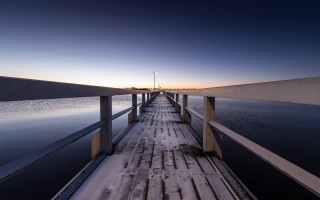 Pier light pole water sunset - the end of it free wallpaper