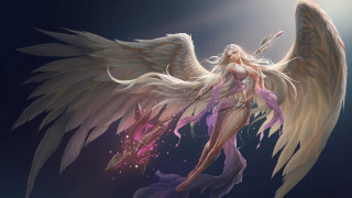 Angel wings sword fantasy portrait - a painting of a woman free wallpaper