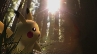Pikachu woods sunlight photorealism 3d - a pikachu free wallpaper