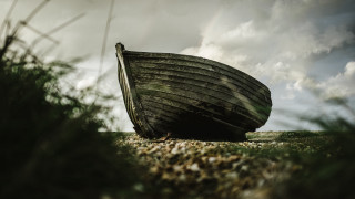 Boat grass field forest clouds - andrew geddes free wallpaper