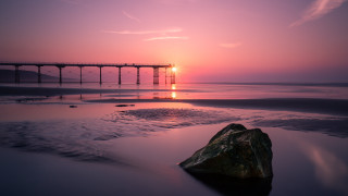 Sunset pier rock beach matte - the beach free wallpaper for desktop