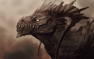 Dragon sharp teeth cloudy sky - a drawing of a dragon free wallpaper