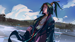 Man long hair feathered hat - amano free wallpaper