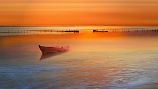 Beach sunset boat pier pastel - a pier in the background free wallpaper